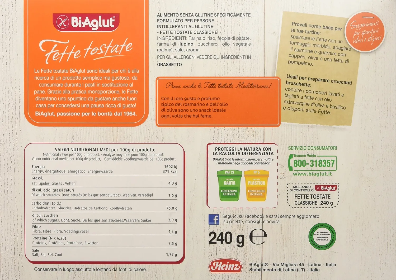 Biaglut Fette Tostate Classiche fette biscottate 10x24g senza glutine