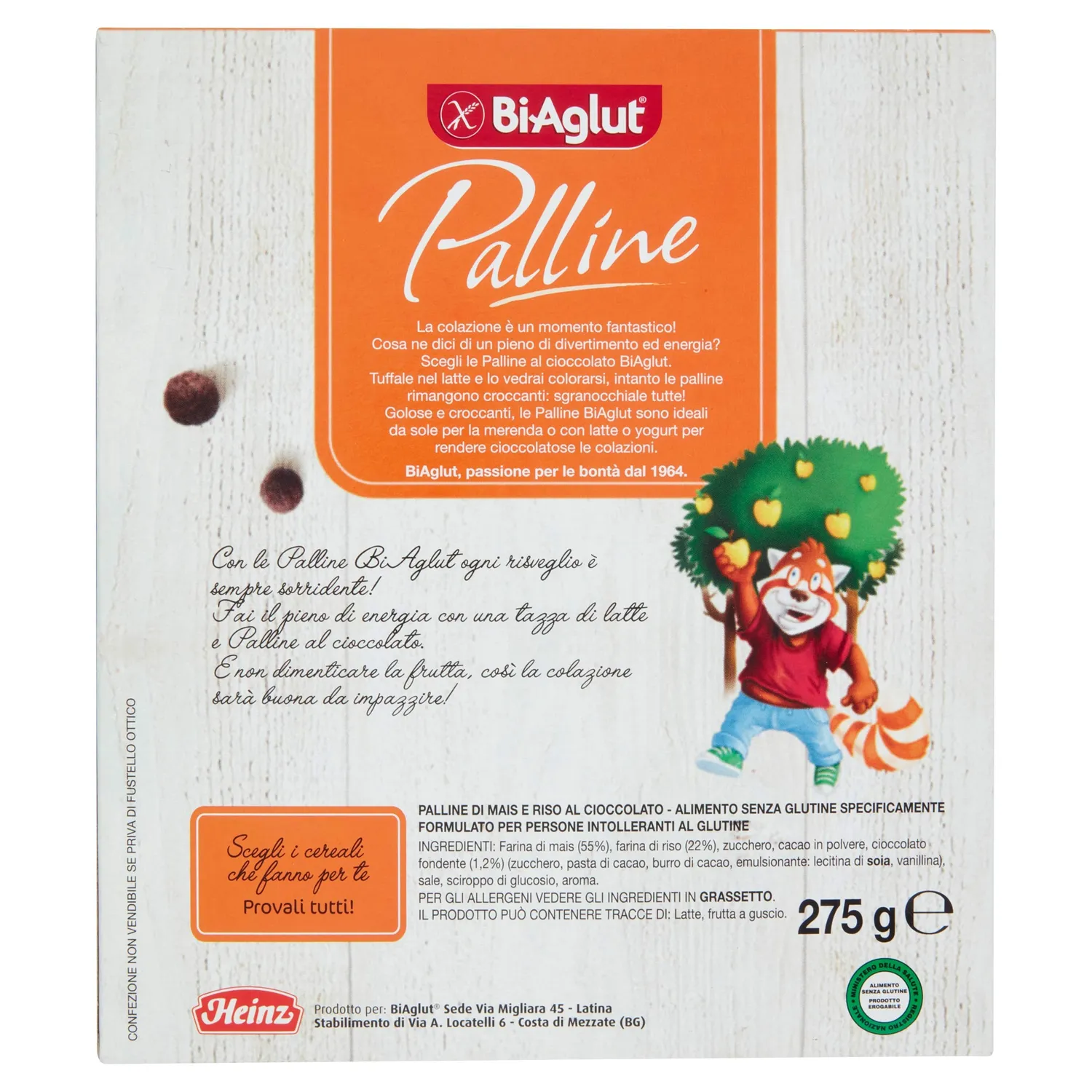 Biaglut Palline Mais Riso cereali cioccolato 8x275g