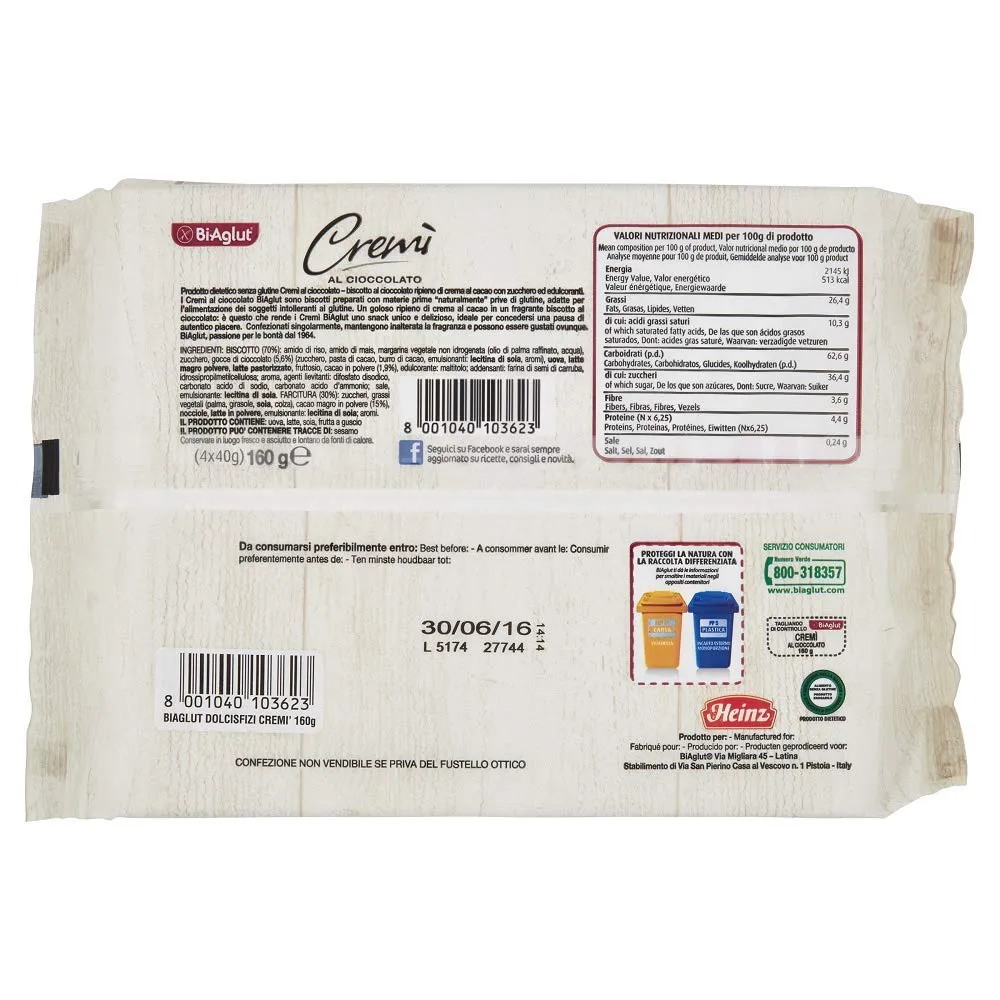 Biaglut Cremì biscotti cioccolato 160g 6 confezioni