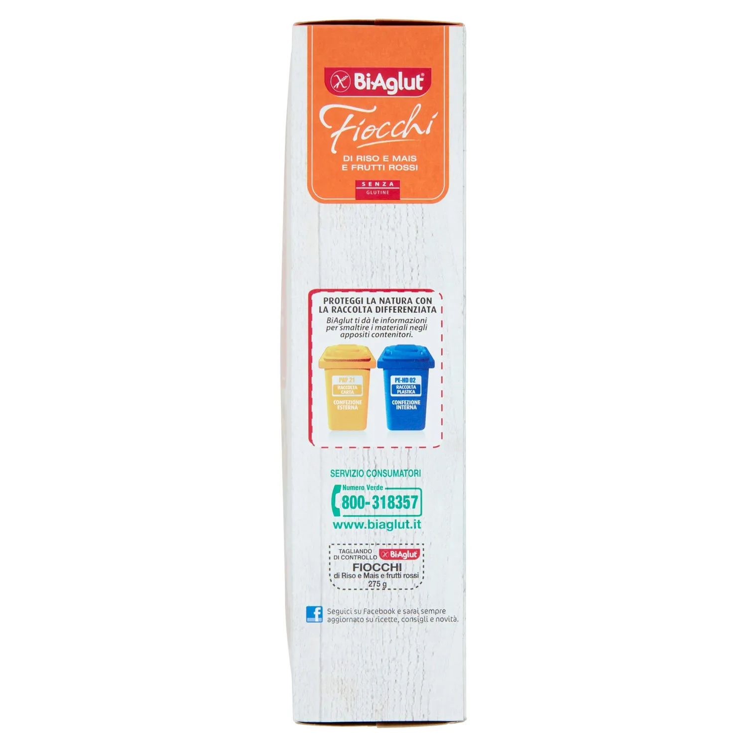 Biaglut Fiocchi Riso Mais Frutti Rossi cereali 275g 8 pezzi