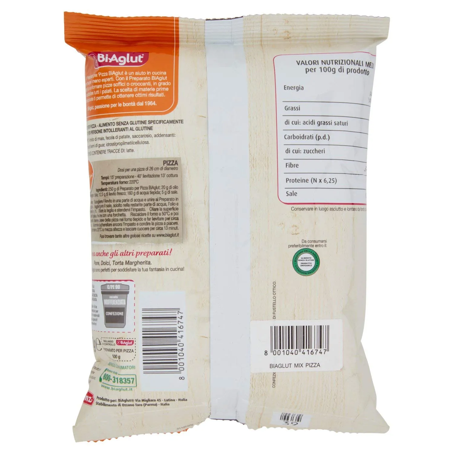 Biaglut Preparato pizza senza glutine 500g soffice