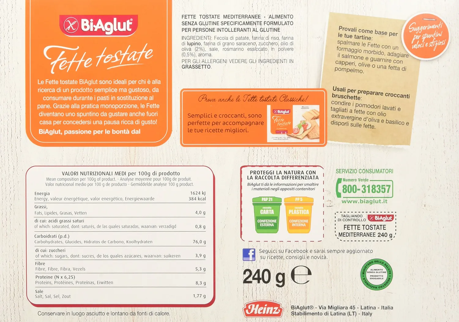 Biaglut Fette Tostate Mediterranee 10x24g senza glutine