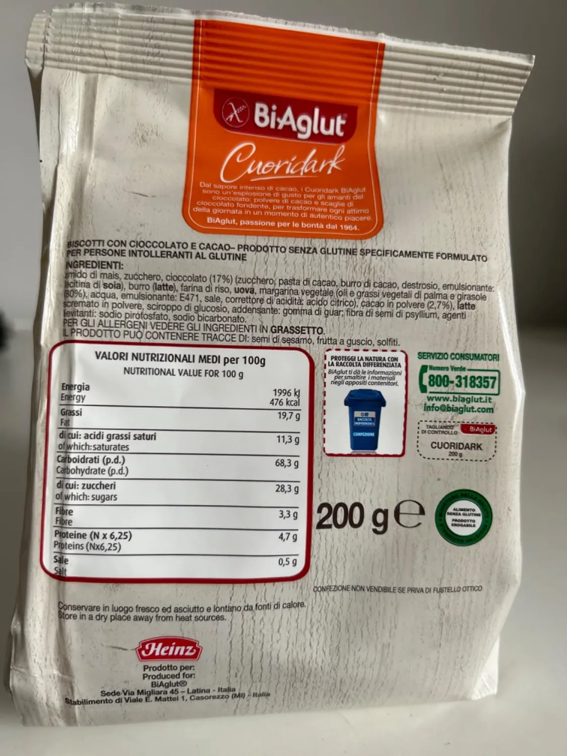Biaglut Cuori Dark biscotti cacao 6 x 200 g