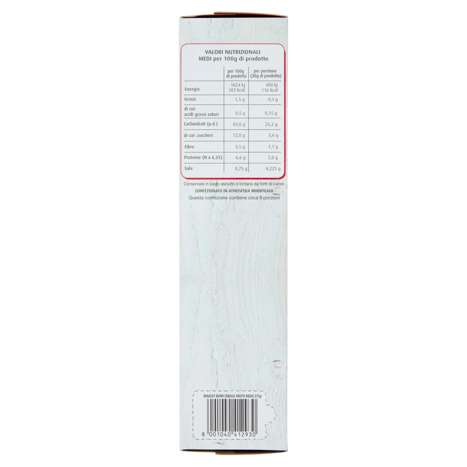 Biaglut Fiocchi Riso Mais Frutti Rossi cereali 275g 8 pezzi