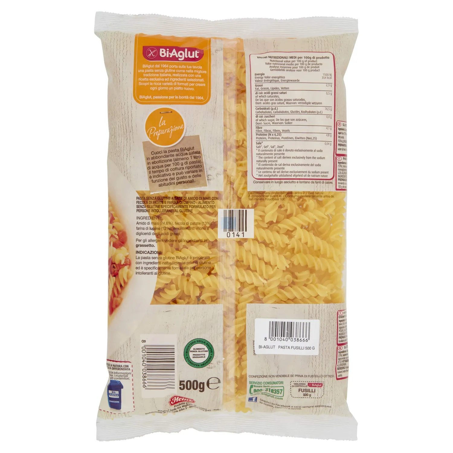 Biaglut Fusilli pasta senza glutine 6x500g al mais