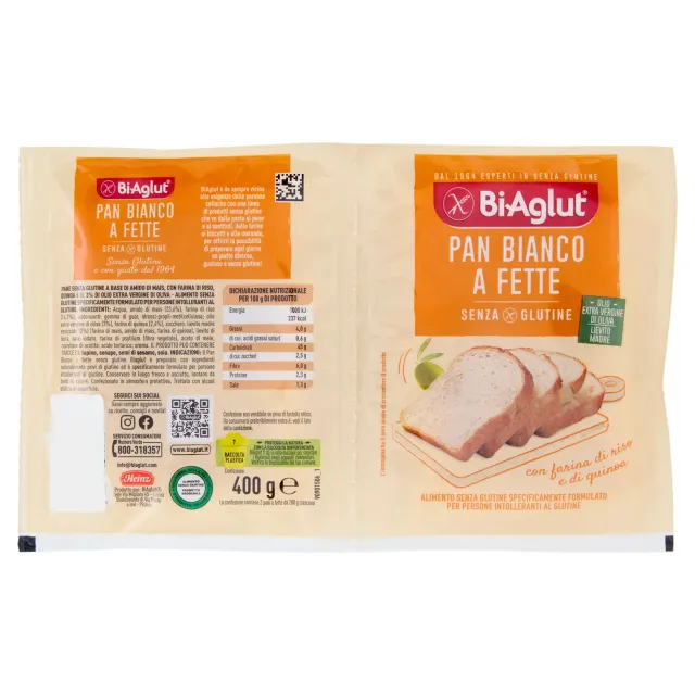 Biaglut Pane Bianco a Fette senza glutine 6x400g