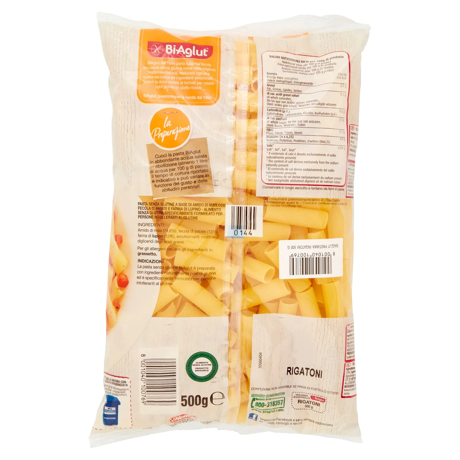 Biaglut Rigatoni mais senza glutine 6 x 500g