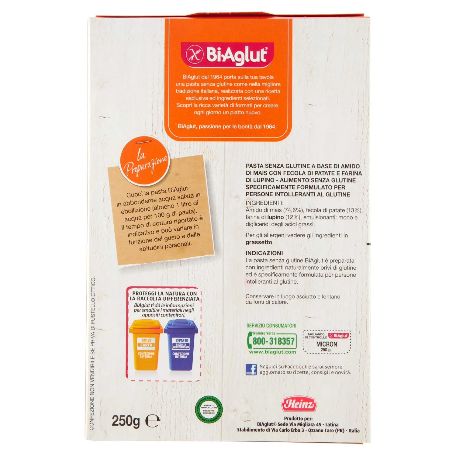 Biaglut Pastina Micron senza glutine 12x250g uova mais