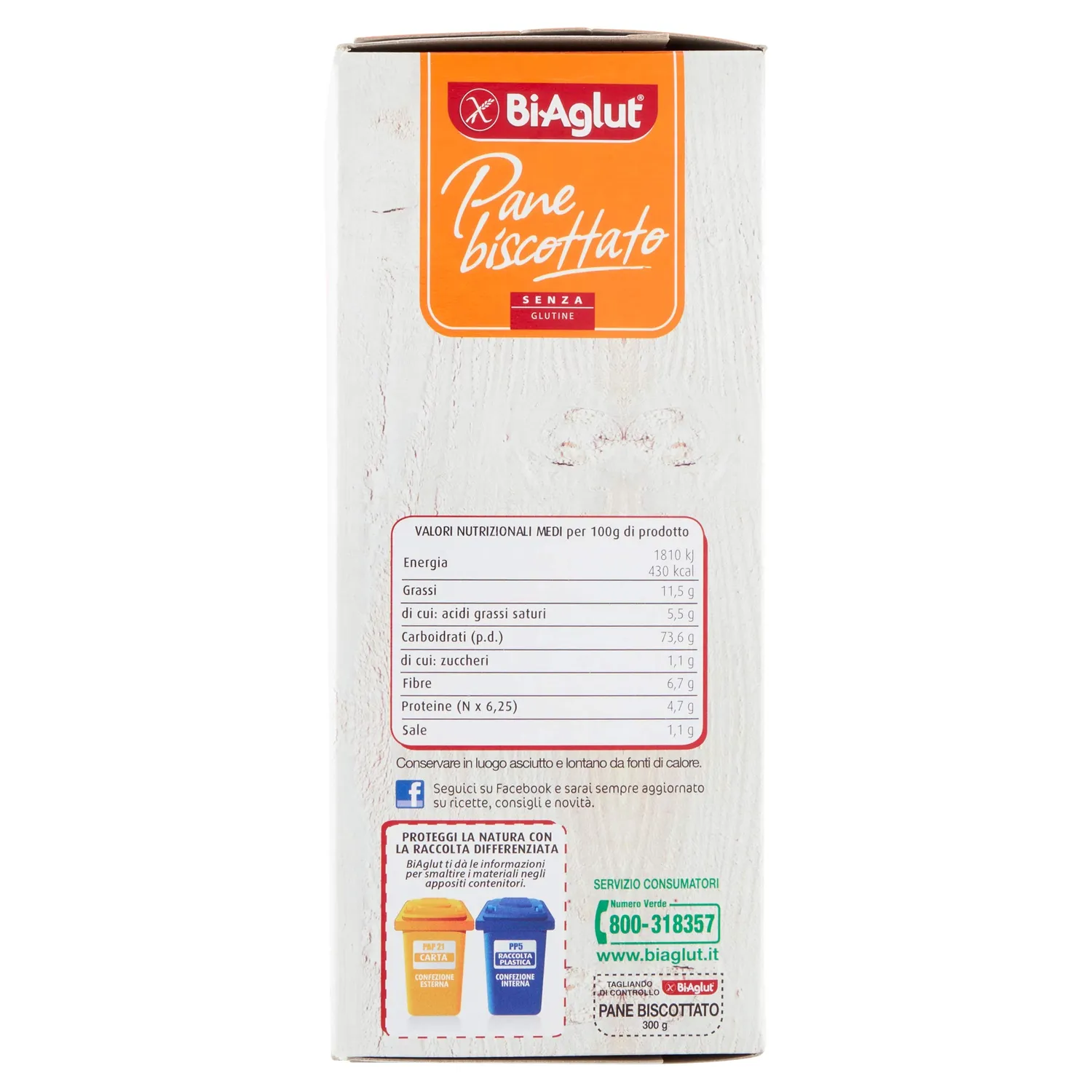 Biaglut Pane Biscottato senza glutine 6x300g
