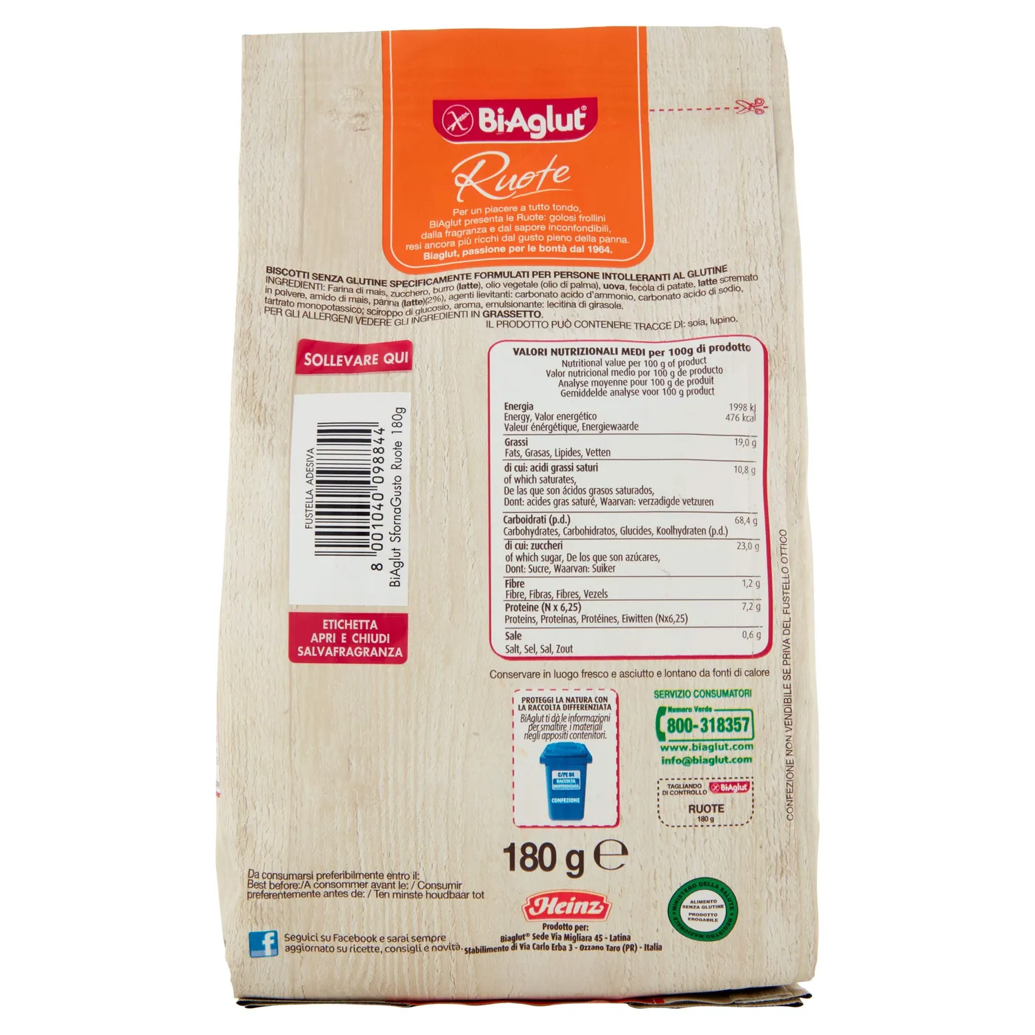 Biaglut Ruote biscotti senza glutine 6 x 180 g