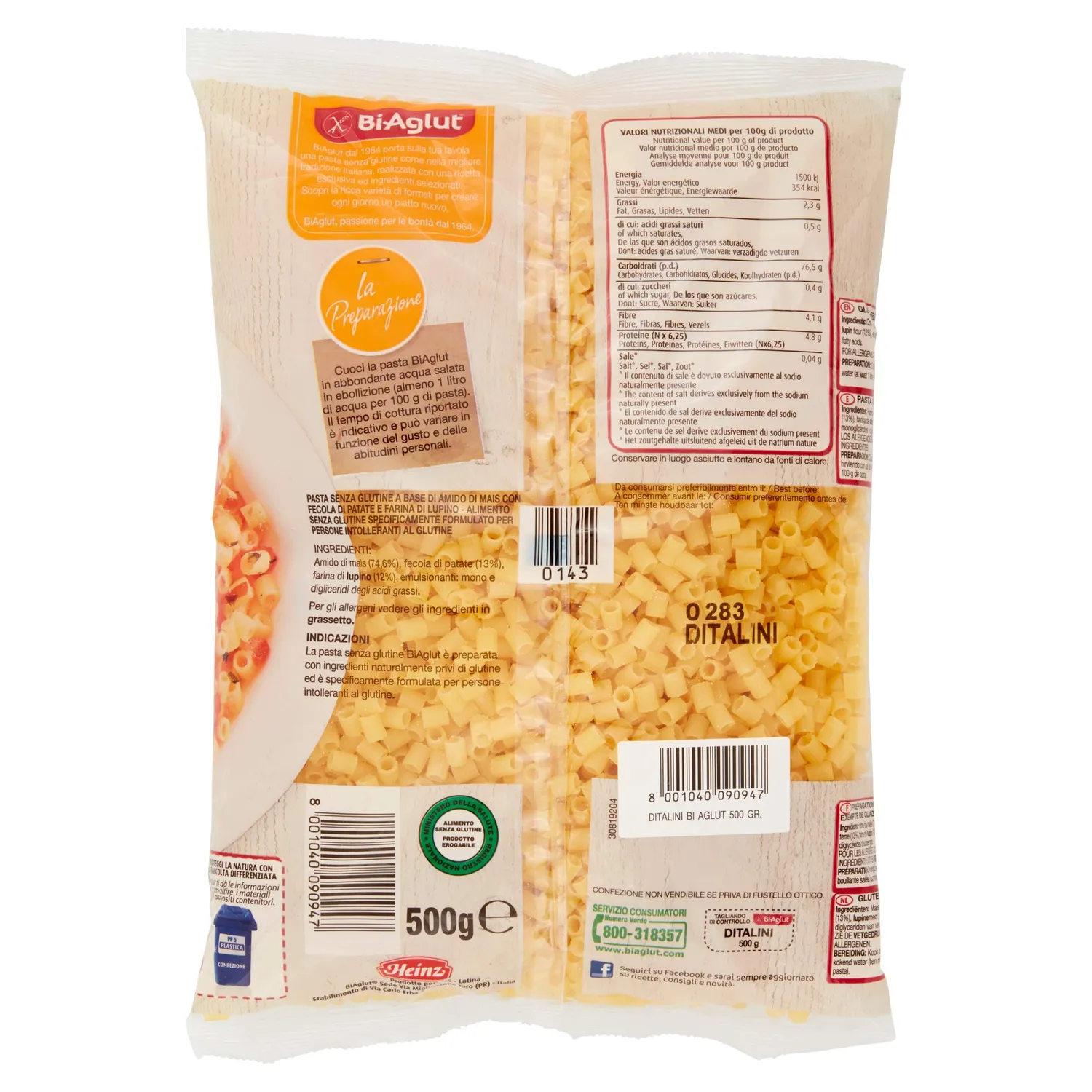 Biaglut Ditalini senza glutine 6 x 500 g